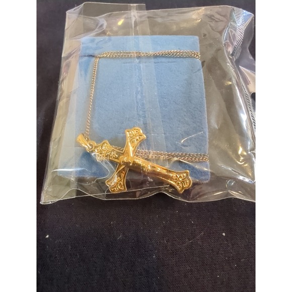 Avon Jewelry - Vintage Avon Gold‎ Toned Cross Necklace With Original Packaging